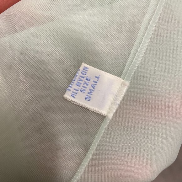 Vanity Fair- VINTAGE - 1960s 1970s Nightgown & Robe 2PC Set- Mint Green - Sz S - Picture 15 of 16